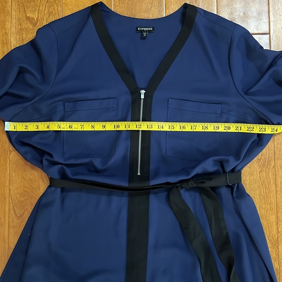 Express Blue & Black V-Neck Midi Dress Size XL Business Casual Corpcore Academia - Picture 5 of 9
